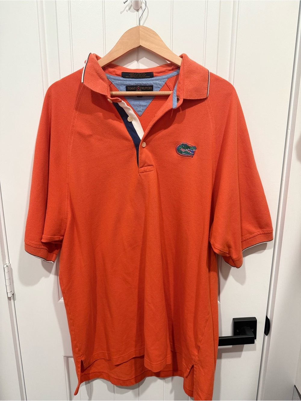 Tommy Hilfiger Orange Short-Sleeve Polo with Contrast Placket